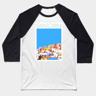 Santorini Poster Baseball T-Shirt